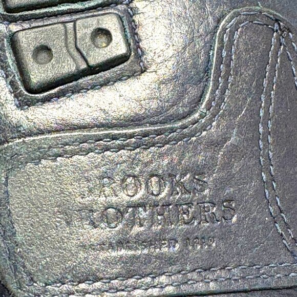 Brooks Brothers Handsewn Navy Leather Striped Strap Driving Loafers - Picture 8 of 10